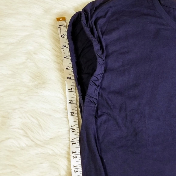 DKNY Cinched Sleeve Elastic Cuff Blouse Top in Navy Blue - Picture 9 of 13